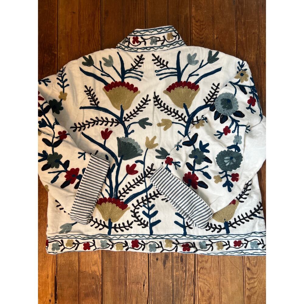 POl Artisanal Suzani embroidered velvet jacket short boxy size Large NWT NEW - Picture 4 of 4